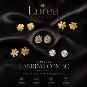 5 Pair Ear Studs Combo (with zircon stone)