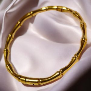 Bamboo Designed Golden Bracelet