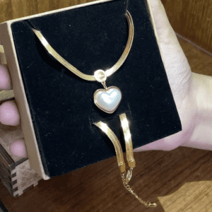 Snake Chain Anklet + Pearl Heart Necklace Combo