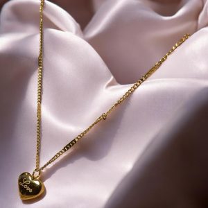 Love Engraved Heart Shaped Pendant