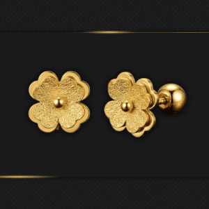 Frosted Four-Leaf Clover Ear Studs