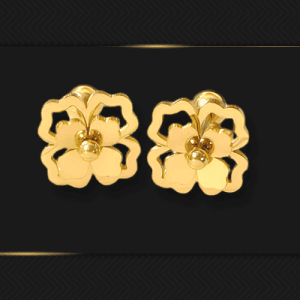 Glossy Petals Four-Leaf Clover Ear Studs